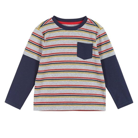 Andy & Evan Stripped long sleeve pocket tee NWT size 6 - Picture 1 of 9